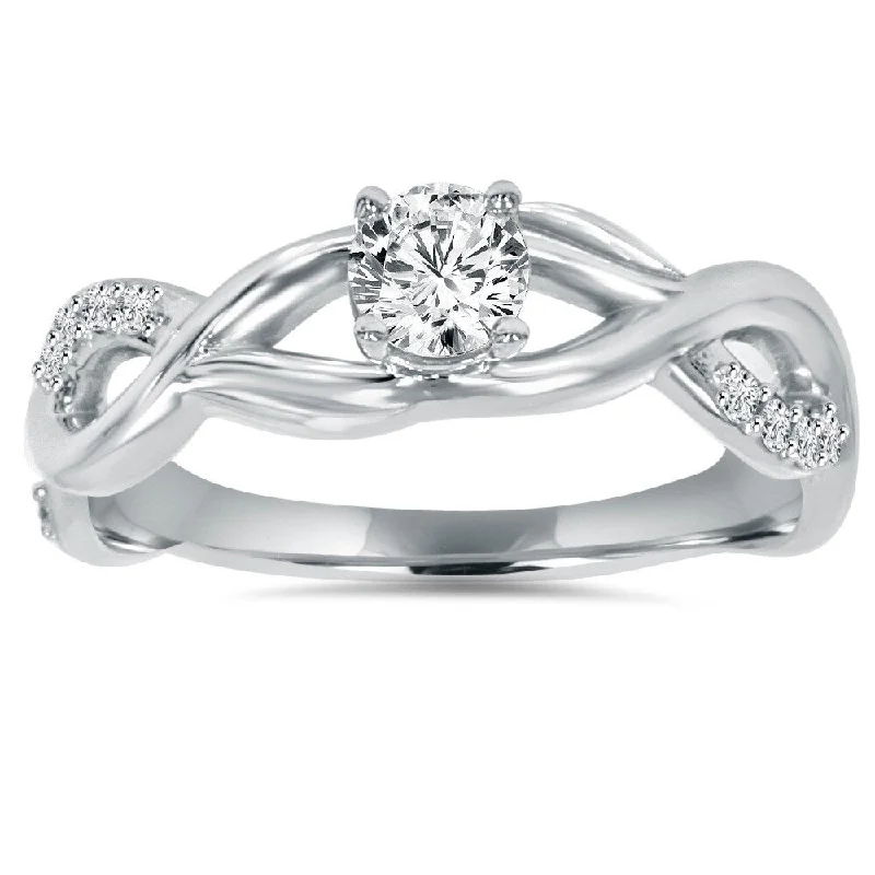 Women’s gold engagement rings-14k White Gold 1/2ct TDW Diamond Infinity Intertwined Engagement Ring