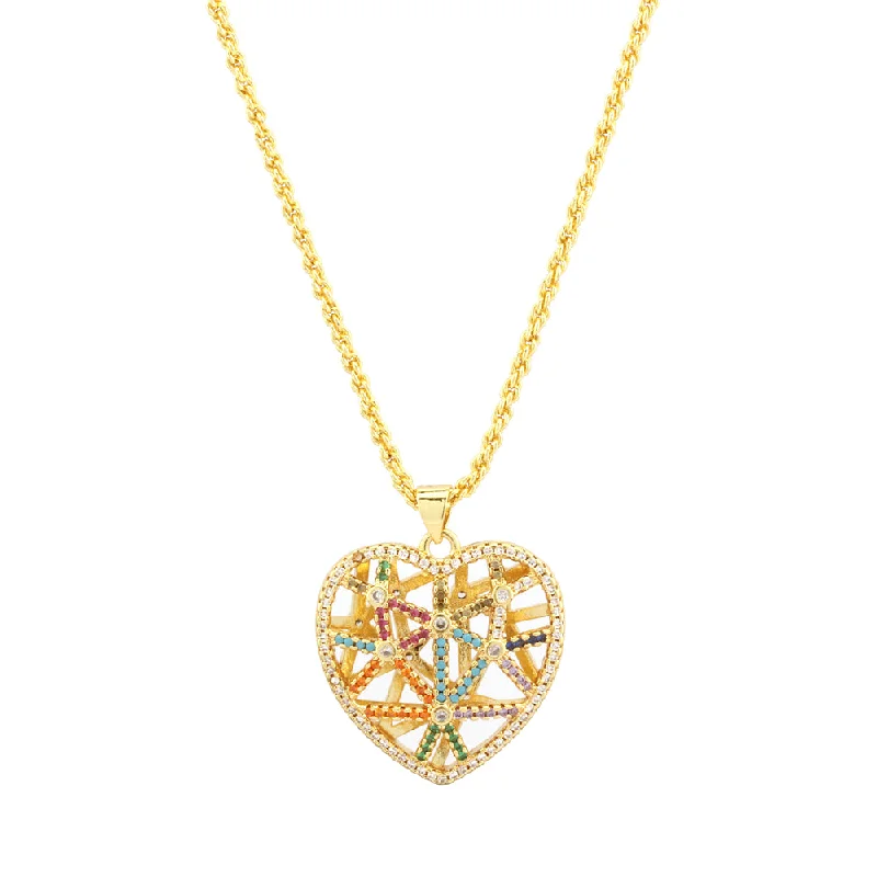 Women’s fashion necklaces-Simple Style Heart Shape Copper Plating Inlay Zircon 18k Gold Plated Pendant Necklace