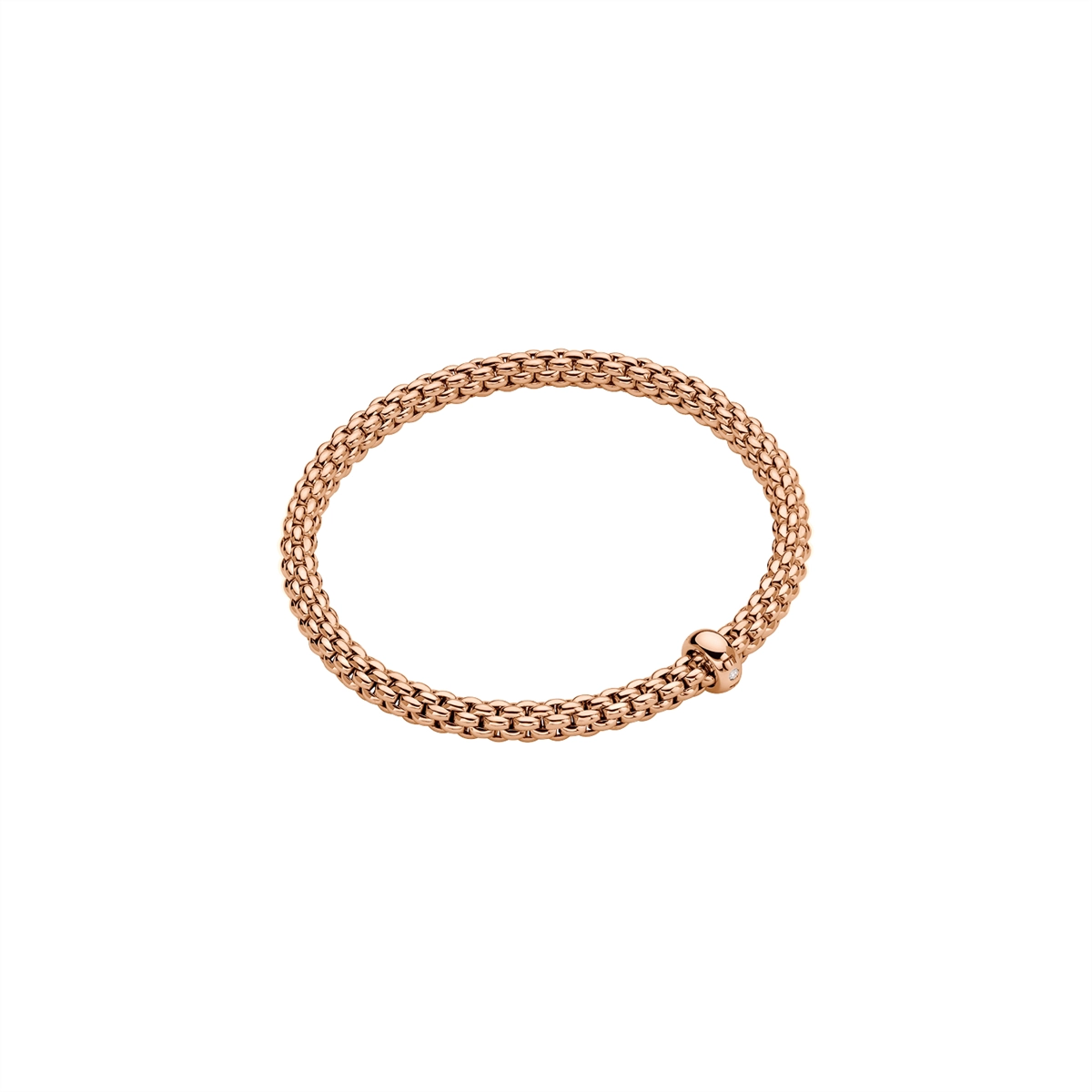 Women’s minimalist bangles-Fope 18K Rose Gold Solo Collection Diamond Bracelet, Medium Size