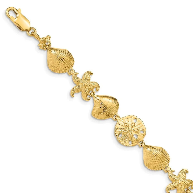 Women’s woven bracelets-14k Yellow Gold 12mm Sea Life Bracelet, 7.25"