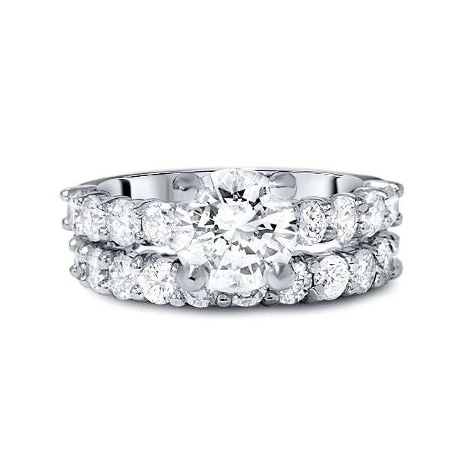 Women’s engagement rings with diamond accents-6CT Diamond Eternity Engagement Wedding Ring Set 14K White Gold Lab Grown