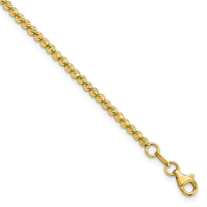 Women’s charm bracelets-Women’s charm bracelets-Curata 14k Yellow Gold Fancy Sparkle Cut Beaded Bracelet 7.5 Inch