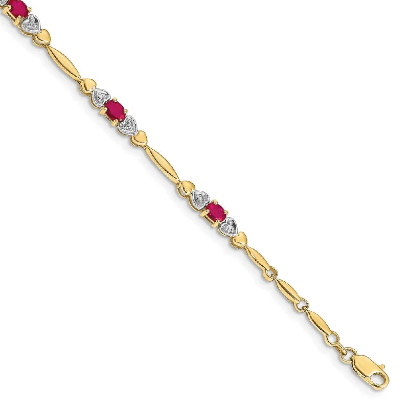 Women’s designer bracelets-10k Diamond and Composite Ruby Bracelet-WBC-BM4479-RU-001-1YA