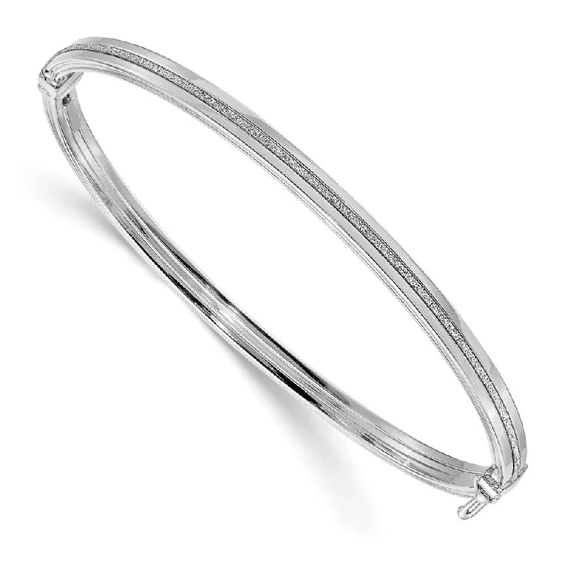 Women’s gemstone bangle bracelets-14k White Gold 5.17mm Glimmer Infused Hinged Bangle Bracelet