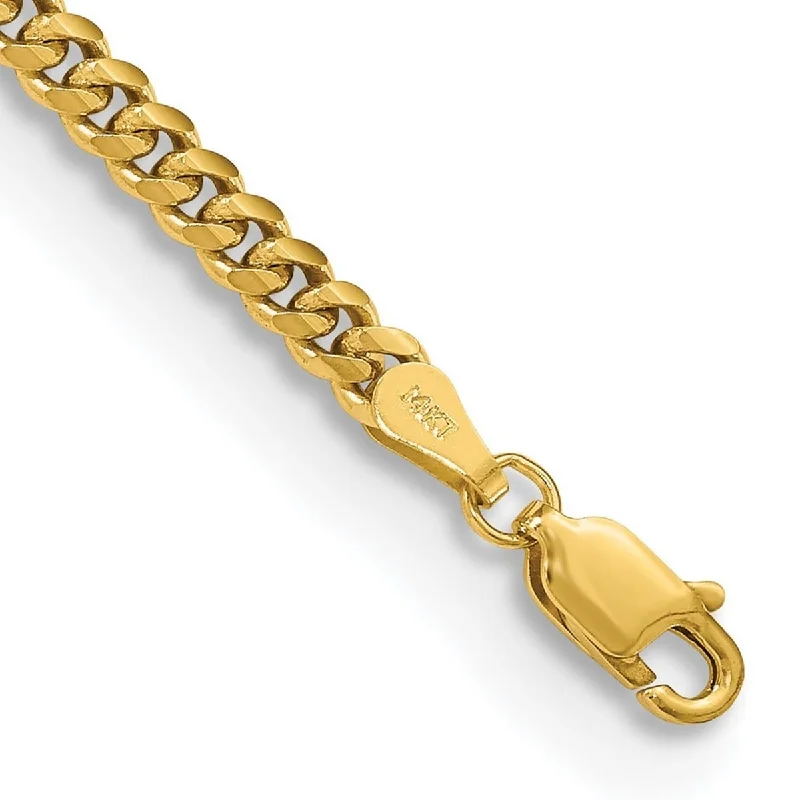 Women’s gold bracelets-Women’s gold bracelets-Curata 14k 3.5mm Solid Miami Curb Chain Bracelet - 7 Inch