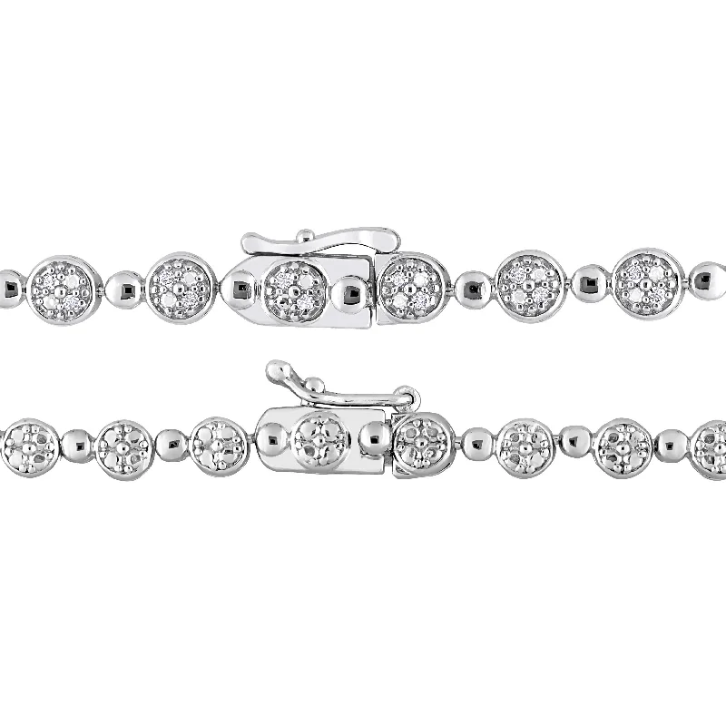 Women’s colorful bracelets-Women’s colorful bracelets-Miadora 1ct TDW Diamond Tennis Bracelet Necklace Set Sterling Silver