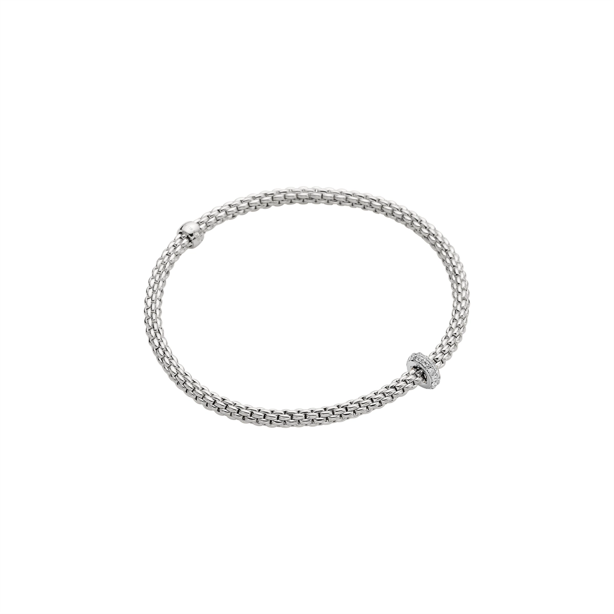 Women’s precious metal bracelets-FOPE 18K White Gold Prima Collection Diamond Bracelet, Medium Size