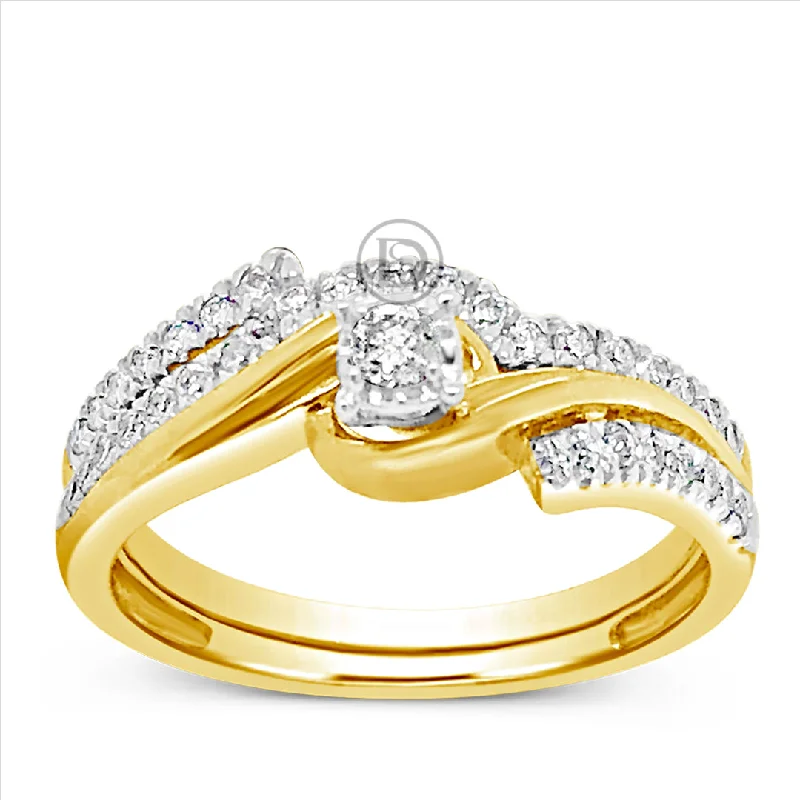 Women’s vintage engagement rings-Diamond Engagement Ring .33 CTW Round Cut 10K Yellow Gold