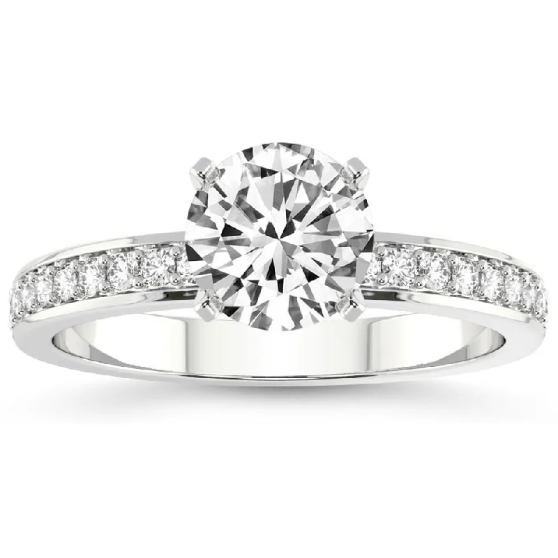 Women’s milgrain engagement rings-2 1/4Ct Lab Grown Diamond Engagement Ring in White, Yellow, or Rose Gold