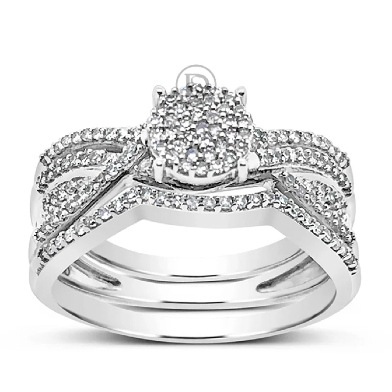 Women’s halo ring engagement rings-Diamond Engagement Ring .33 CTW Round Cut 10K White Gold