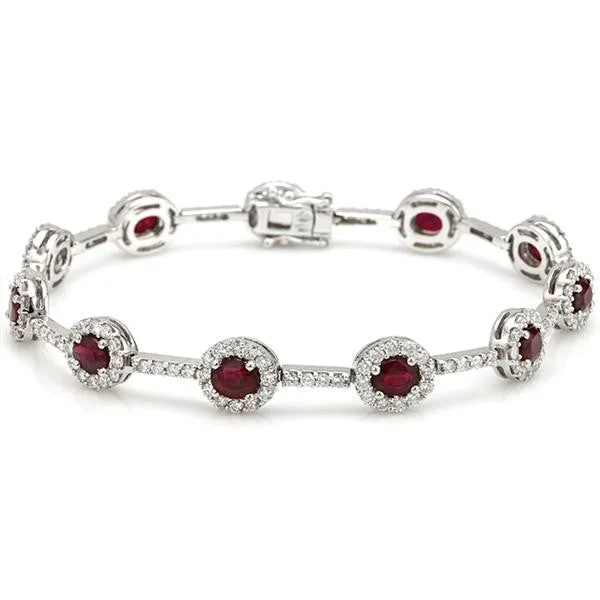 Women’s charm bracelets-"BRAC01010" Ruby And Diamond Bracelet 18k White Gold