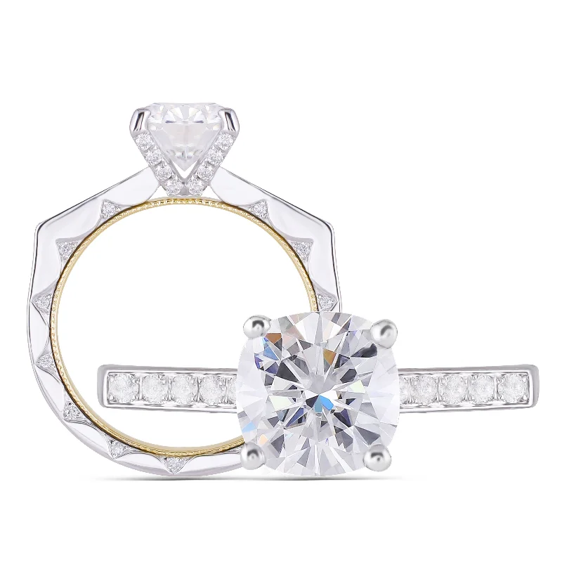 Women’s bespoke engagement rings-Doveggs cushion vintage channel set moissanite engagement ring