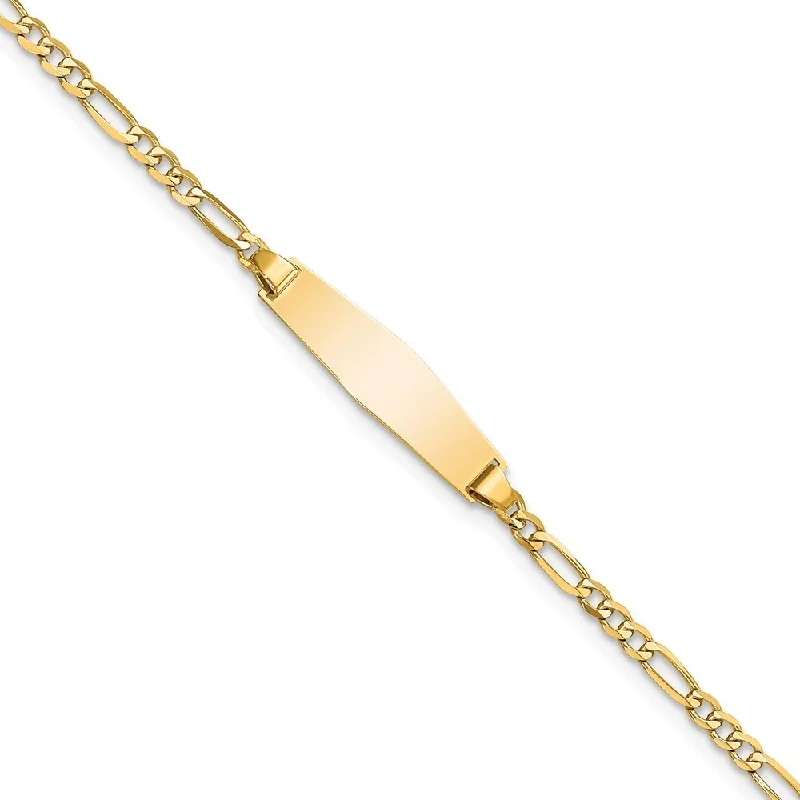 Women’s eternity bracelets-14k Yellow Gold 5mm Baby Soft Diamond Shape Figaro ID Bracelet, 6"