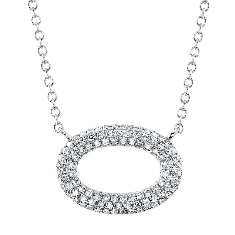 Women’s chain necklaces-Shy Creation Diamond Pave Oval Pendant Necklace