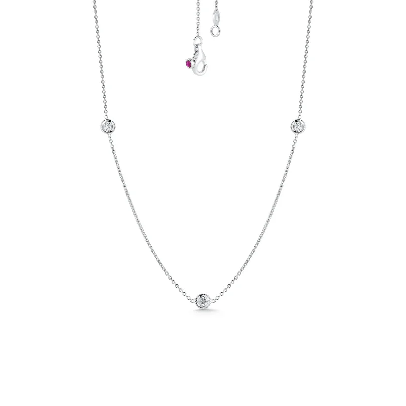 Women’s charm necklaces-Roberto Coin Diamonds By The Inch 3 Station Necklace