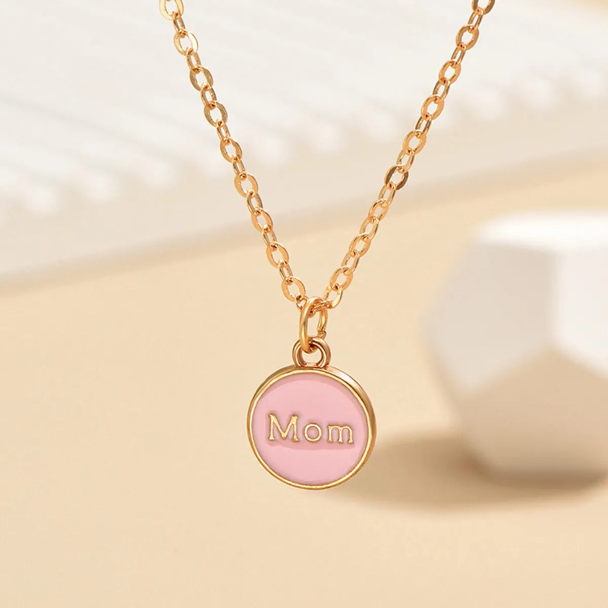 Women’s personalized pendant necklaces-IG Style Simple Style Round Letter Alloy Enamel Women's Pendant Necklace