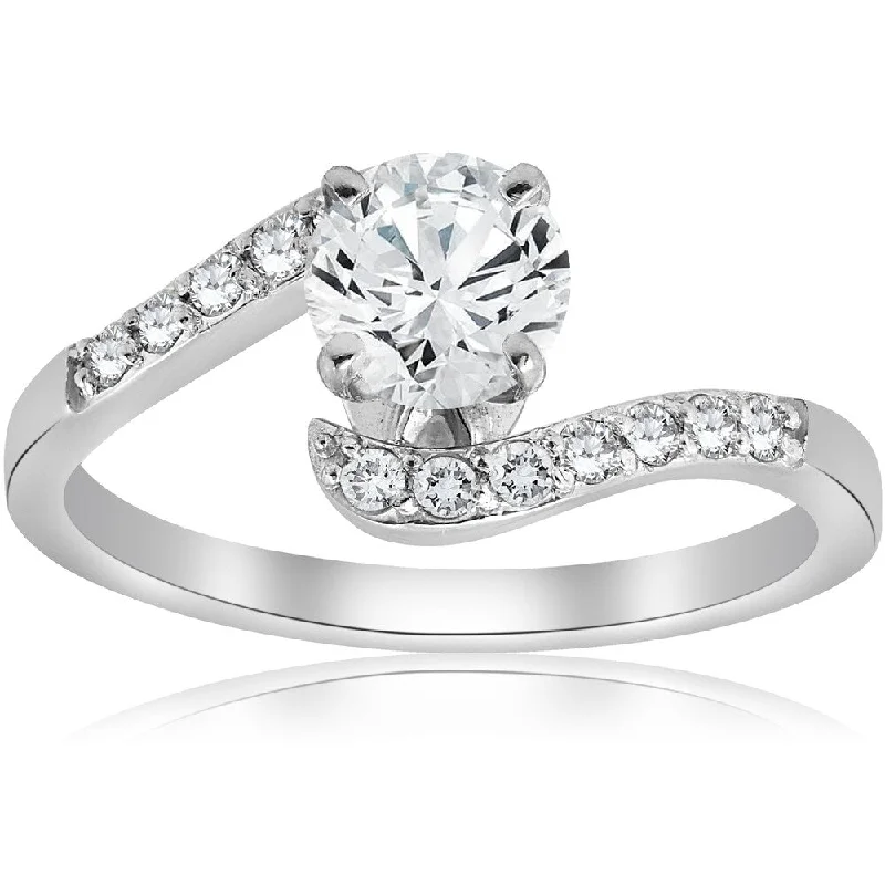 Women’s vintage halo engagement rings-Pompeii3 14K White Gold 1 ct TDW Diamond Clarity Enhanced Engagement Ring (G-H/SI1-SI2) - White G-H - White G-H