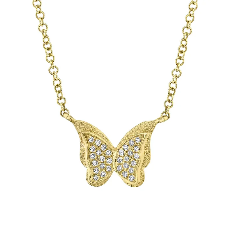 Women’s pendant necklaces-Shy Creation Diamond Butterfly Necklace SC55021952