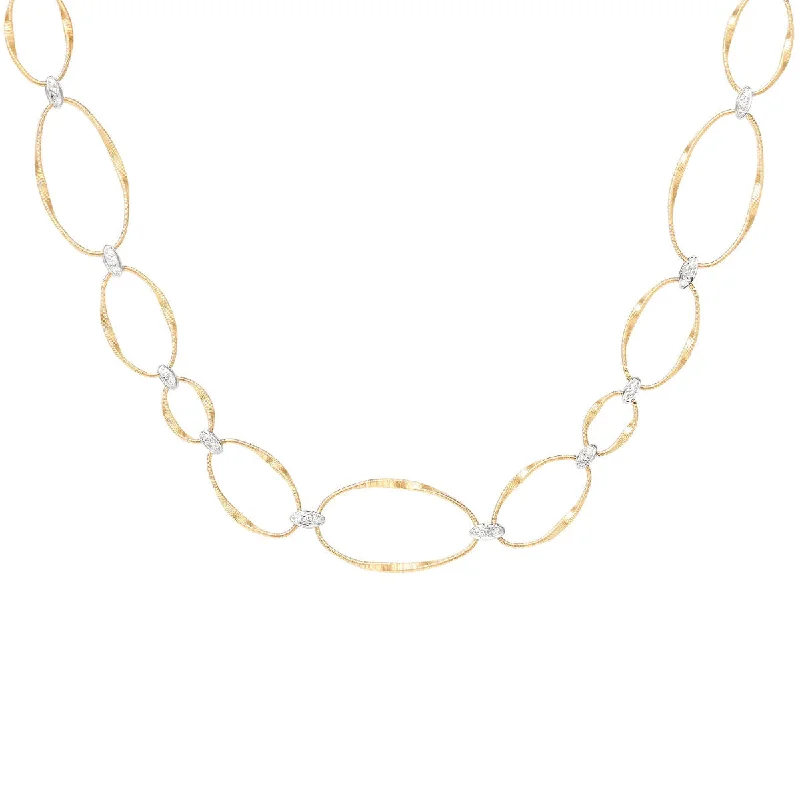 Women’s oval pendant necklaces-Marco Bicego Marrakech Onde Diamond Flat Link Collar Necklace