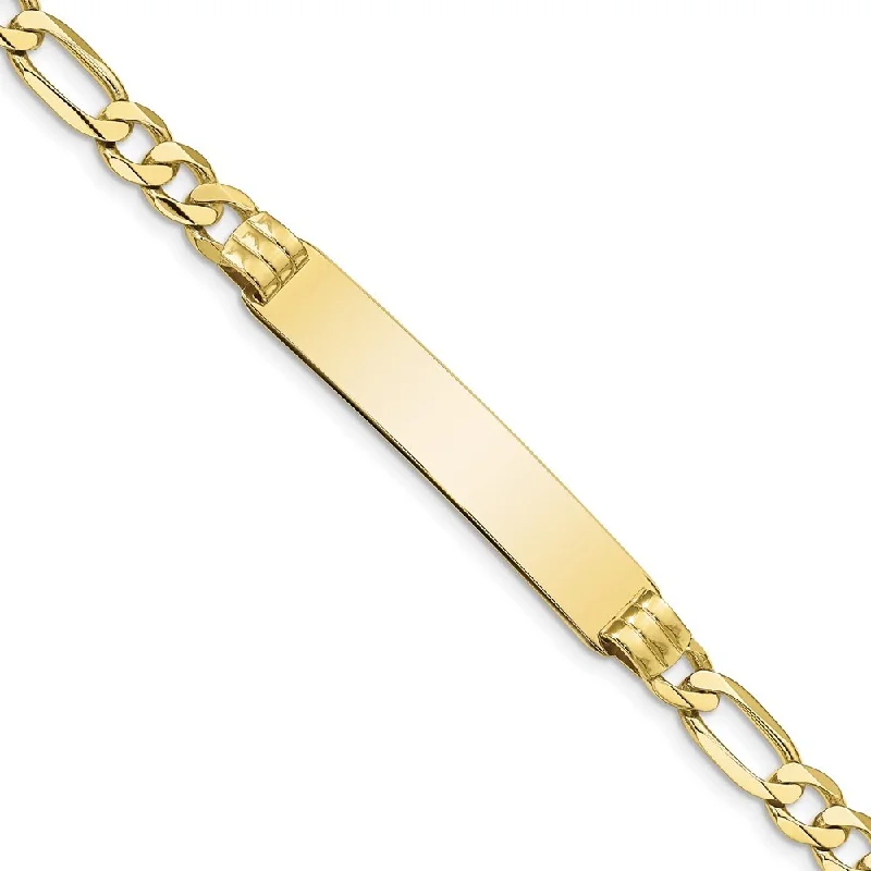 Women’s elegant bracelets-10k Yellow Gold Figaro Link ID Bracelet, 7" (W-7.5mm)