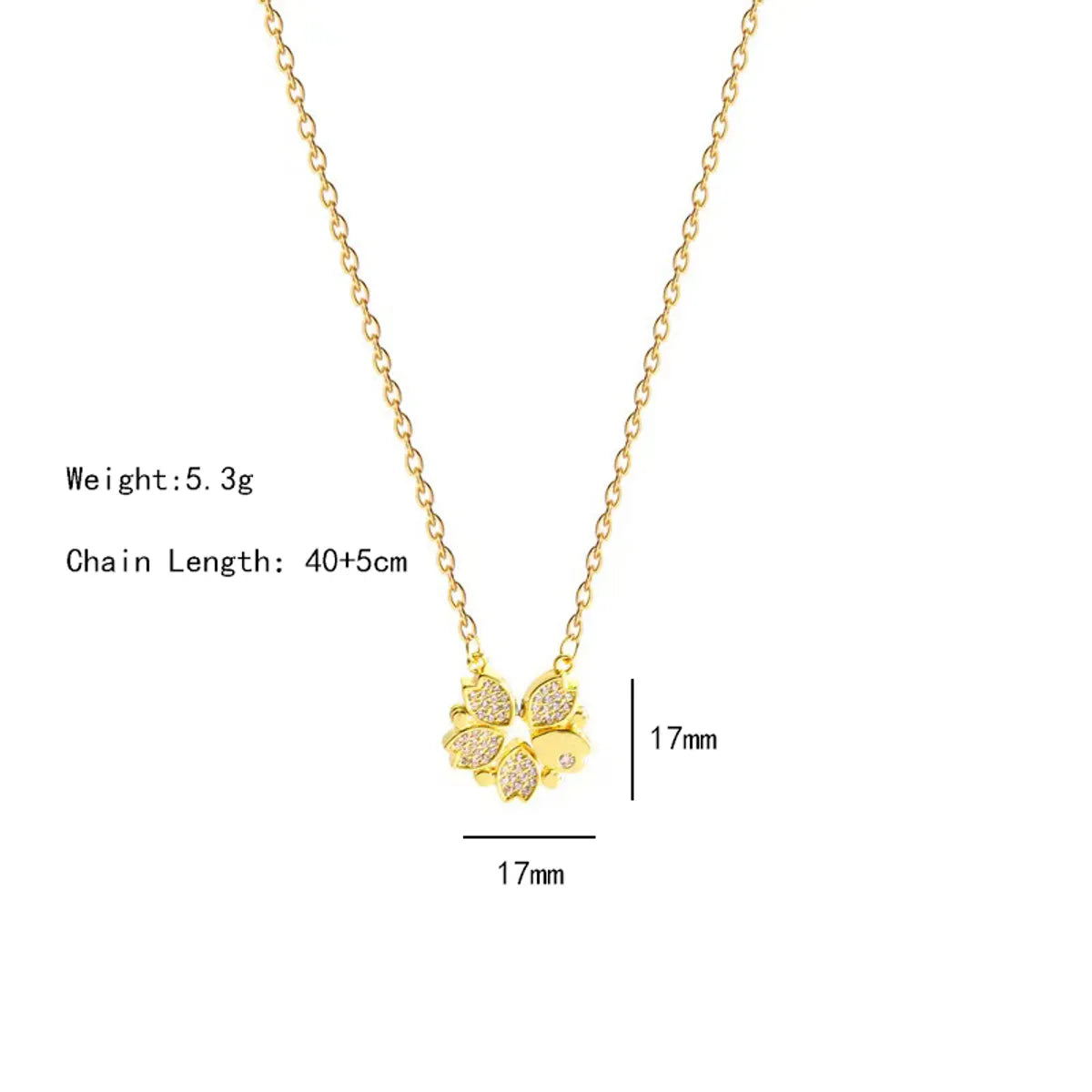 Gold Open Five-Leaf Flower Necklace