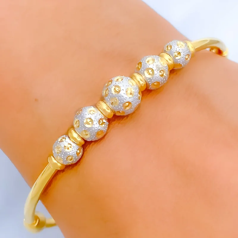 Women’s cuff bracelets-Women’s cuff bracelets-Shiny Palatial Orb 22k Gold Bangle Bracelet