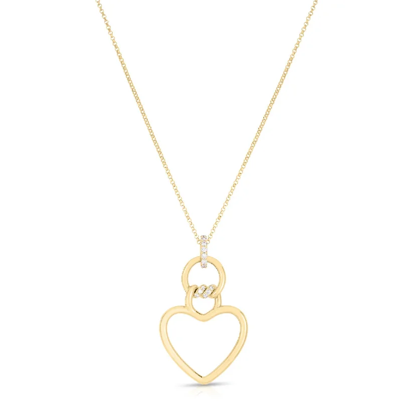 Women’s chic gold necklaces-Roberto Coin Cialoma Large Diamond Heart Necklace