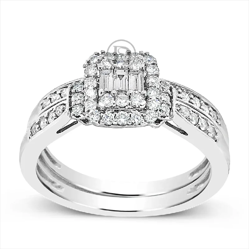 Women’s engagement rings with diamonds-Diamond Engagement Ring .50 CTW 14K White Gold Bridal Set