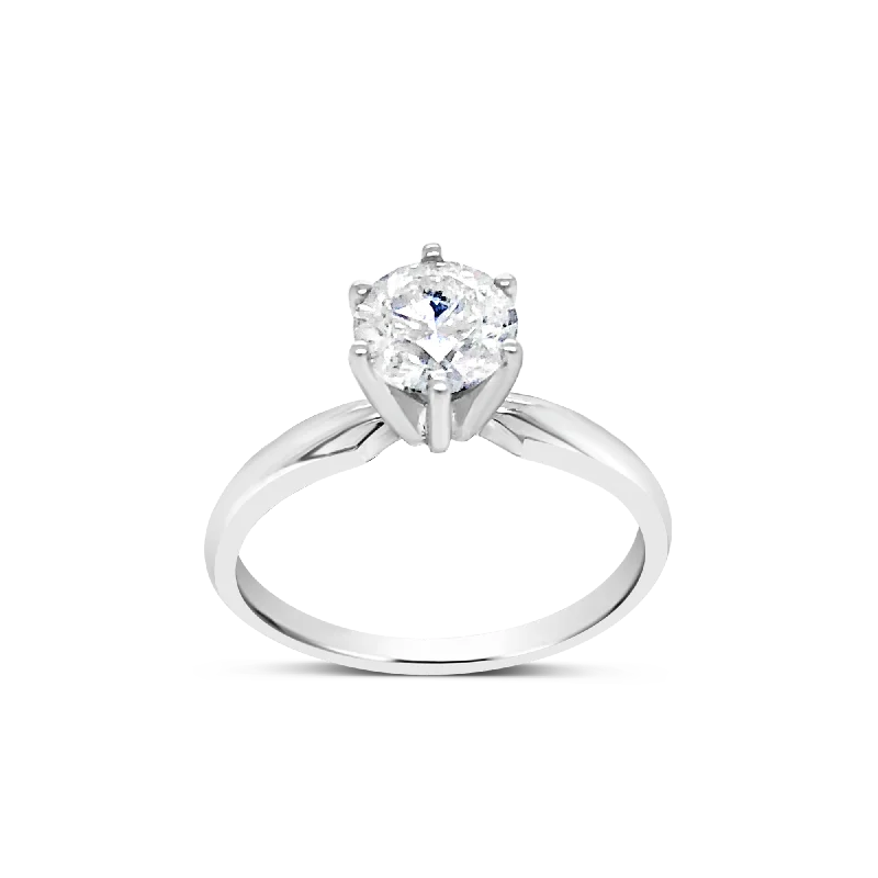 Women’s vintage-style engagement rings-Diamond Engagement Ring 1 CTW Round Cut 14K White Gold