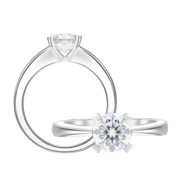 Women’s vintage halo engagement rings-doveggs round solitaire moissanite engagement ring