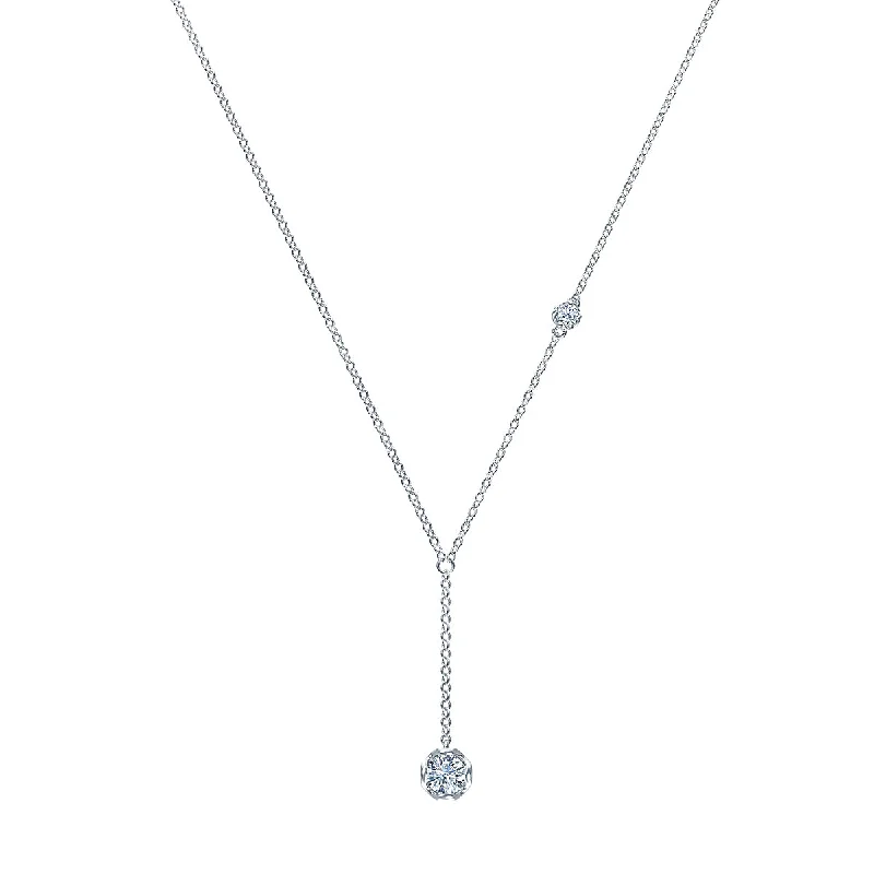 Women’s adjustable necklaces-J'evar Lotus Petals Lariat Diamond Necklace