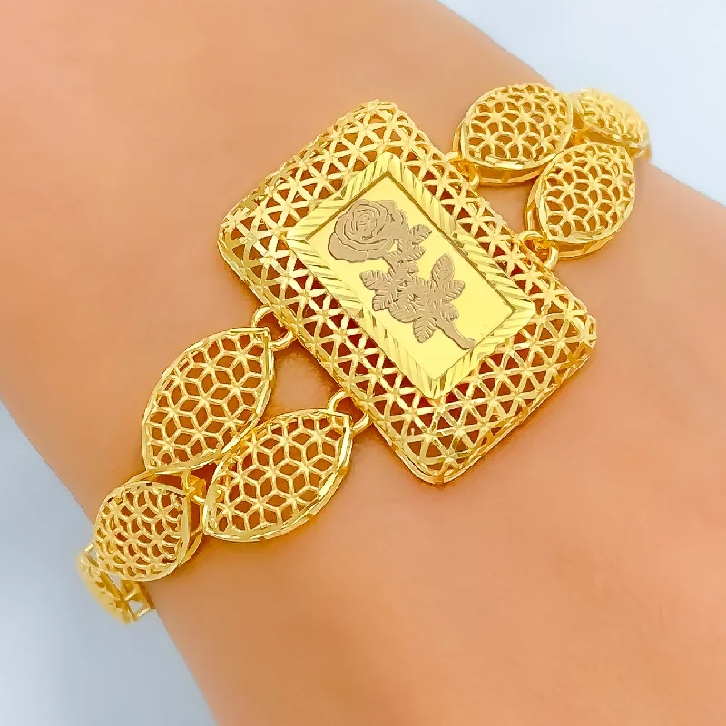 Women’s vintage-inspired bracelets-Women’s vintage-inspired bracelets-Special Marquise Mesh 21k Gold Coin Bracelet