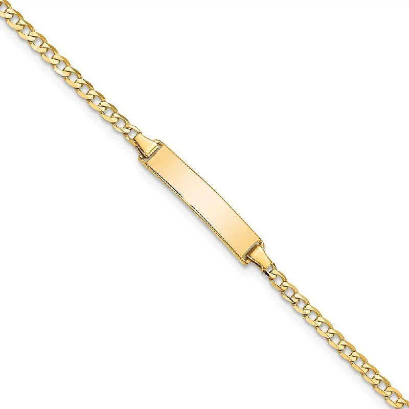 Women’s enamel bracelets-14k Yellow Gold 4.5mm Flat Curb Link ID Bracelet, 7"