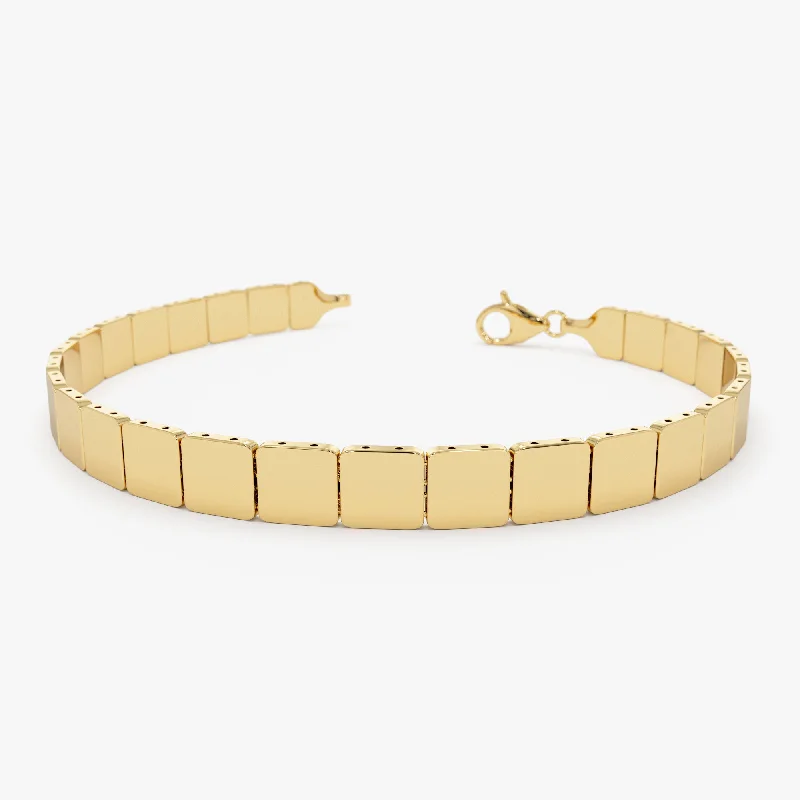 Women’s vintage gold bangles-Women’s vintage gold bangles-14k Gold Square Link Stacking Bracelet