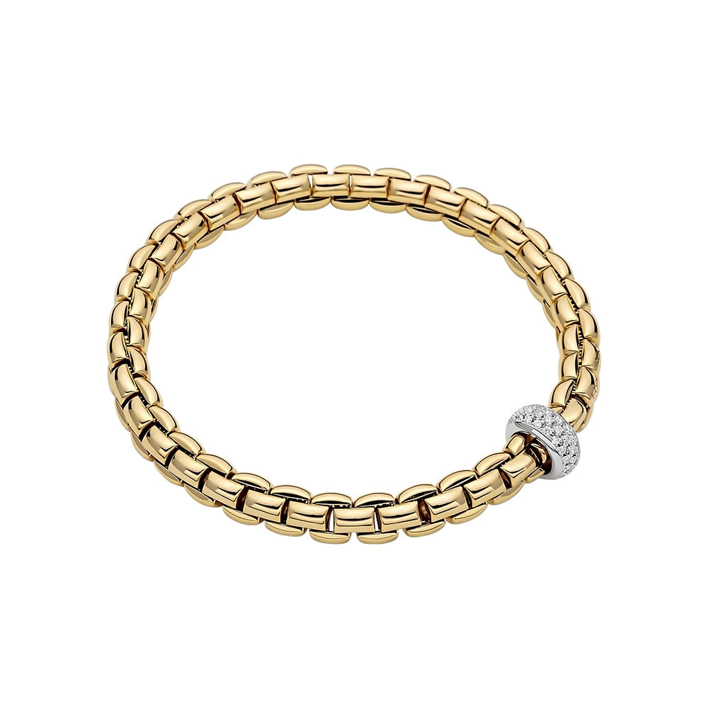 Women’s elegant bracelets-FOPE 18K Yellow Gold Eka Collection Diamond Bracelet, Medium Size