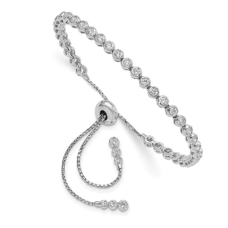 Women’s luxury bracelets-925 Sterling Silver Cubic Zirconia Adjustable Bracelet