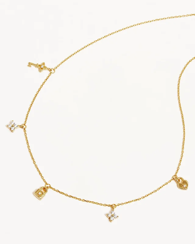 Women’s silver statement necklaces-18k Gold Vermeil Love Unlocked Charm Choker