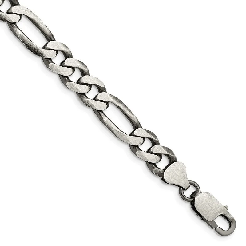 Women’s thick bracelets-Women’s thick bracelets-925 Sterling Silver Antiqued 7.75mm Figaro Chain Bracelet, 8"