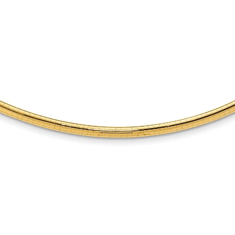 Women’s diamond bracelets-Women’s diamond bracelets-Curata 14k Yellow Gold Solid Polished 4mm Domed Omega Bracelet 7 Inch Omega Clasp