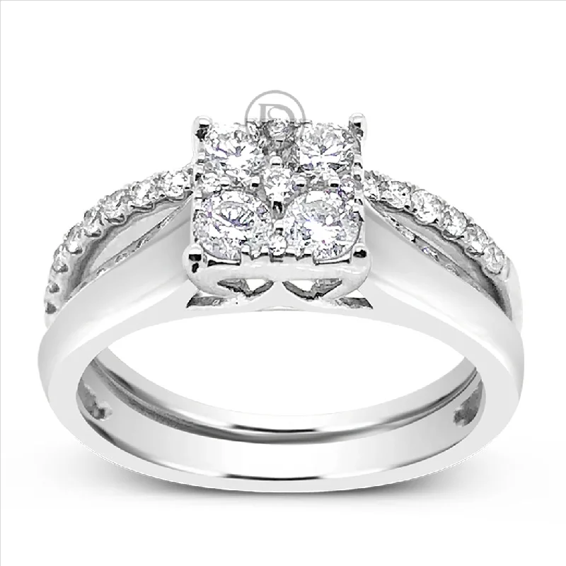 Women’s moissanite engagement rings-Diamond Engagement Ring .75 CTW Round Cut 14K White Gold