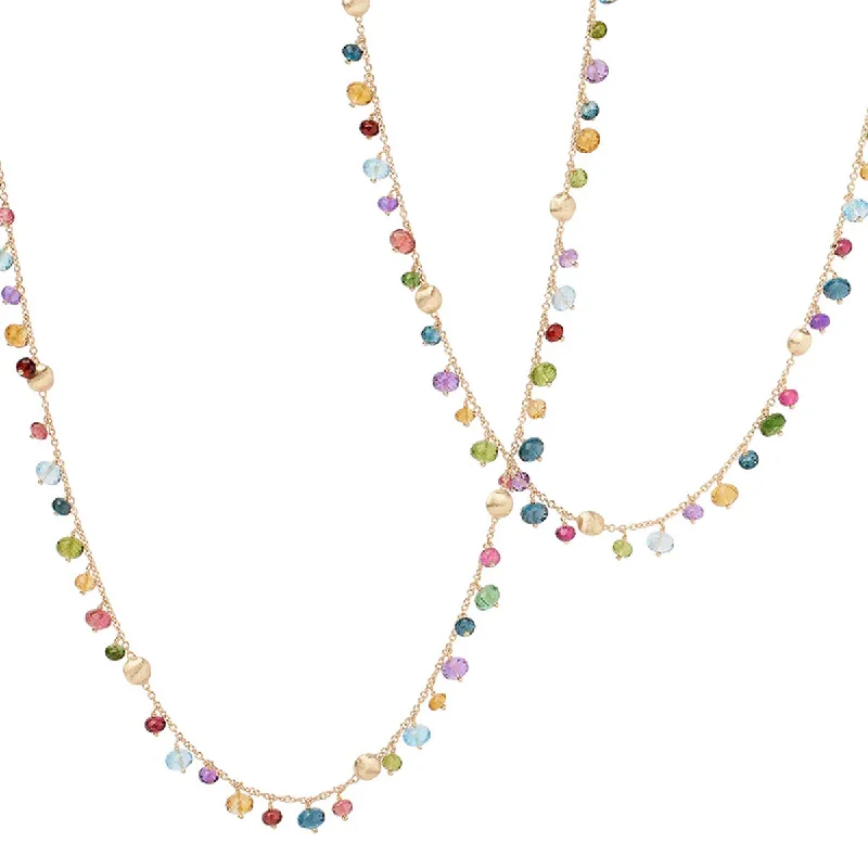 Women’s heart pendant necklaces-Marco Bicego Africa Mixed Gemstone Long Necklace