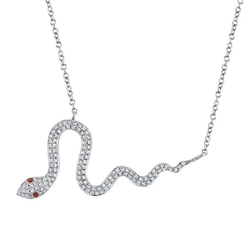 Women’s beaded necklaces-Shy Creation Diamond & Ruby Snake Necklace