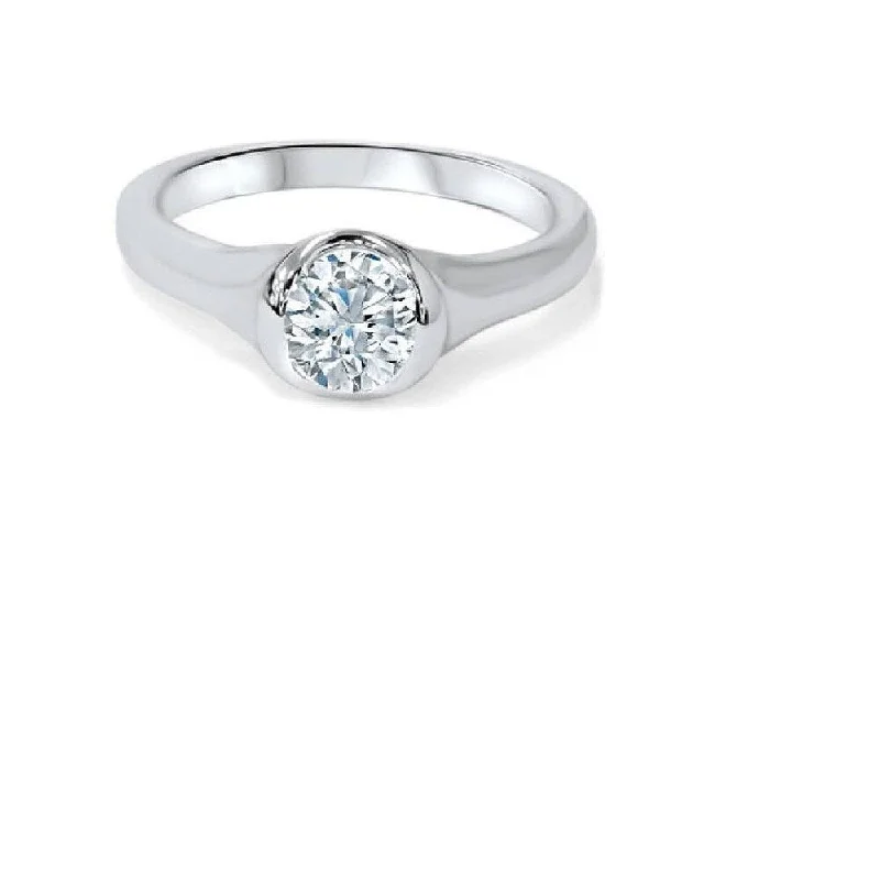 Women’s radiant-cut diamond engagement rings-3/4ct Bezel Solitaire Lab Created Diamond Engagement Ring 14K White Gold