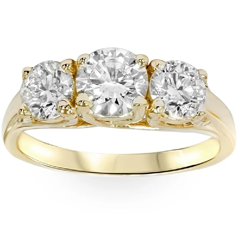 Women’s vintage-inspired engagement rings-2ct Three Stone Diamond Engagement Ring 14K Yellow Gold