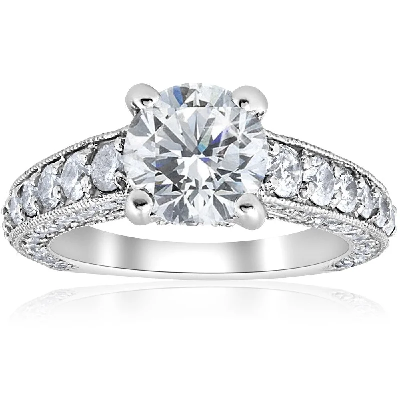 Women’s platinum halo engagement rings-Pompeii3 3 1/2 ct TDW Diamond Clarity Enhanced Engagement Ring 14k White Gold