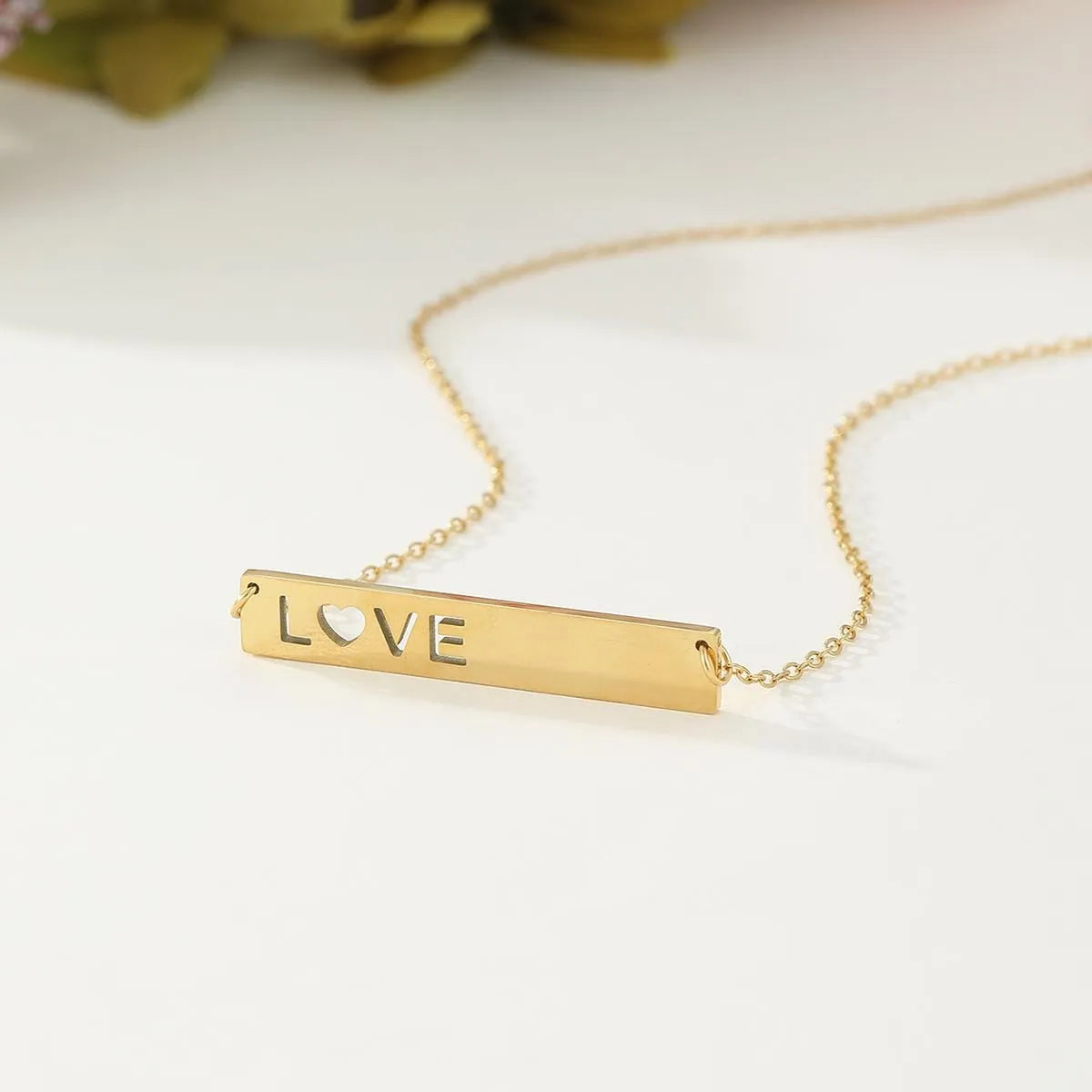 Women’s geometric necklaces-Wholesale Elegant Lady Letter Heart Shape Stainless Steel Plating 18k Gold Plated Pendant Necklace