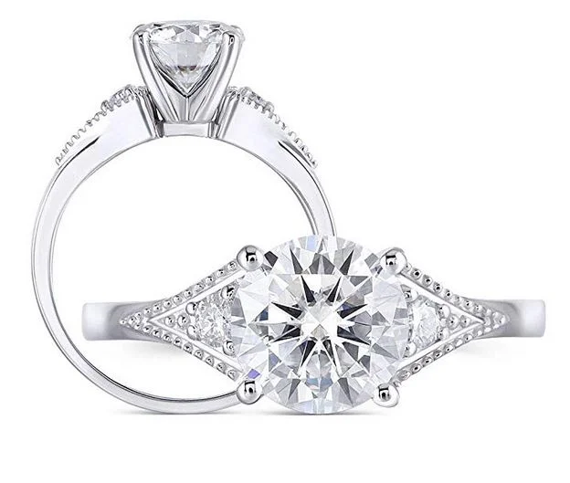 Women’s vintage halo engagement rings-doveggs round tension moissanite engagement ring