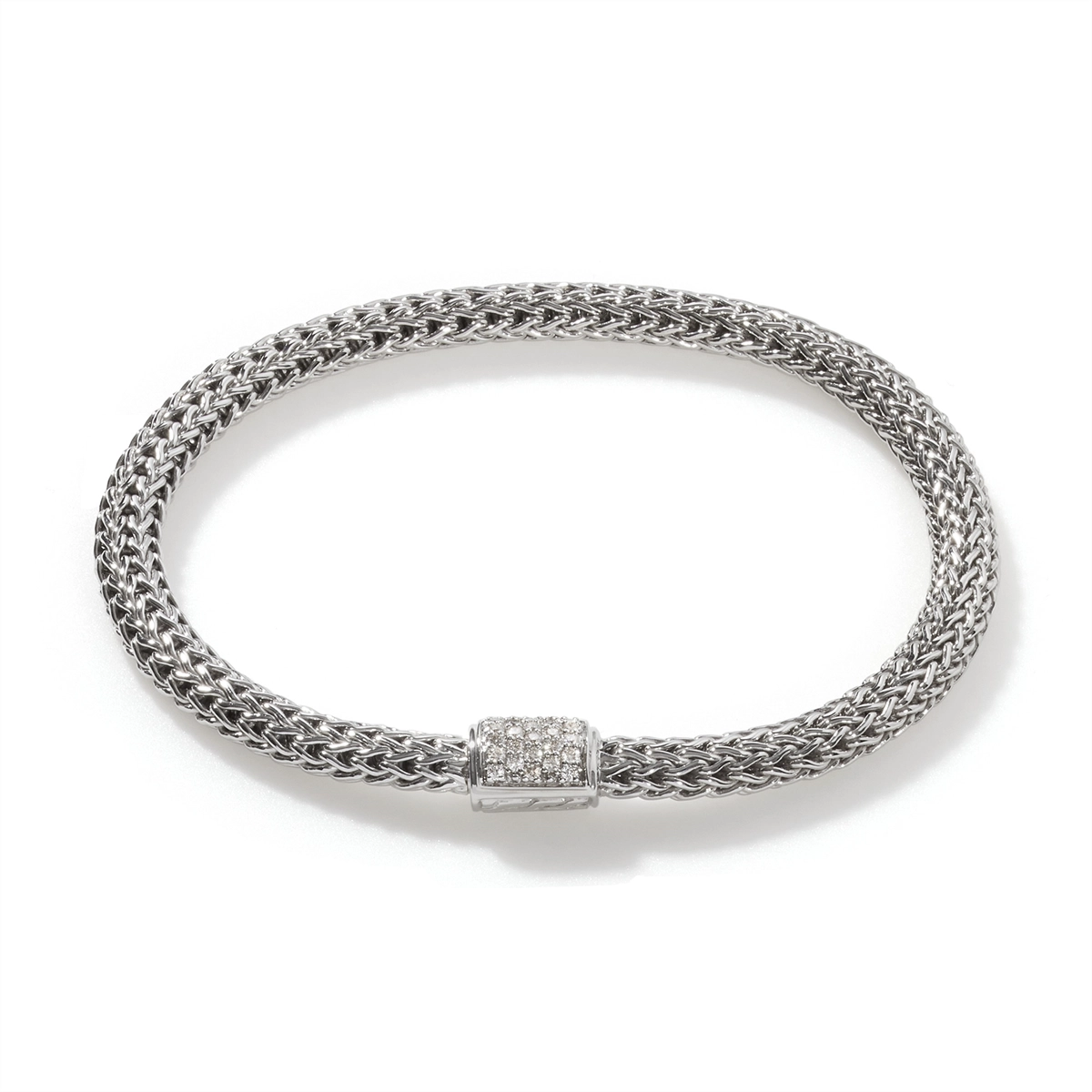 Women’s diamond bangle bracelets-John Hardy Classic Chain Silver Diamond Pave' X-Small Bracelet, Size Uni-M