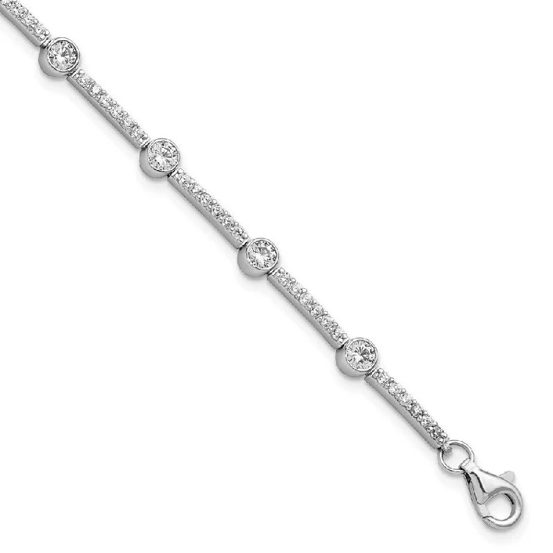 Women’s elegant bracelets-Women’s elegant bracelets-925 Sterling Silver Rhodium-plated Cubic Zirconia Bracelet, 7" w/1.5in Extender