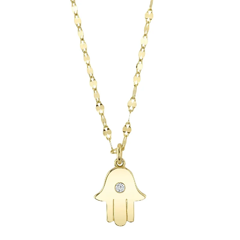 Women’s flower necklaces-Shy Creation Diamond Hamsa Necklace